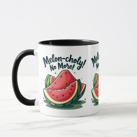 Mug Amusante Pun de pastèque "Melon-choly No More" (Gauche)