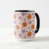 Mug Amusants Citrouilles d'Halloween et Fleurs Motif (Devant droit)