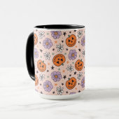 Mug Amusants Citrouilles d'Halloween et Fleurs Motif (Devant gauche)