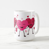 Mug Amusants Coeurs Joyeux Rose Et Rouge (Devant droit)