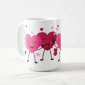 Mug Amusants Coeurs Joyeux Rose Et Rouge (Devant gauche)
