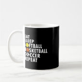 Mug Amusants Manger Dormir Softball Basketball Soccer  (Gauche)