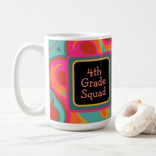 Mug Amusants Moderne Rose Turquoise Enseignant Équipe  (Avec donut)