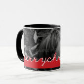 Mug Amusement blanc rouge de vacances de photo de (Devant gauche)