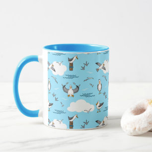 Mug Amusement cool Flock de mouettes Ciel bleu et nuag