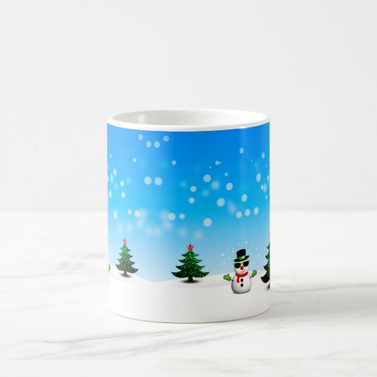 Mug Amusement cool Snowman Sparkly Noël Arbres bleus (Centre)