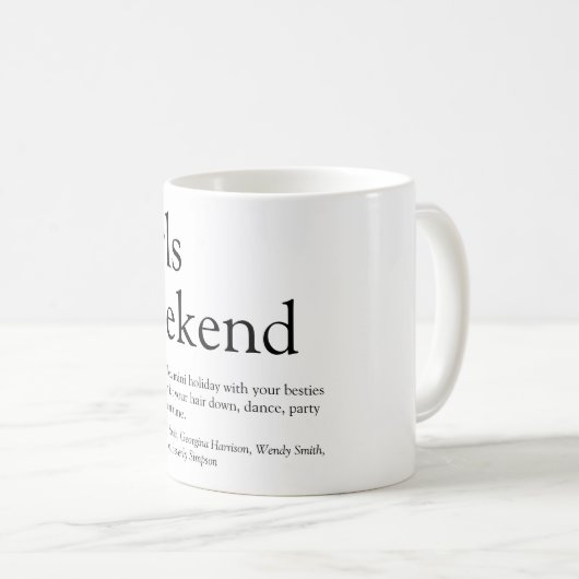 Mug Amusement de week-end pour filles Définition perso (Devant droit)