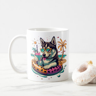 Mug Amusement d'été avec un Cool Husky Dog mignon en p
