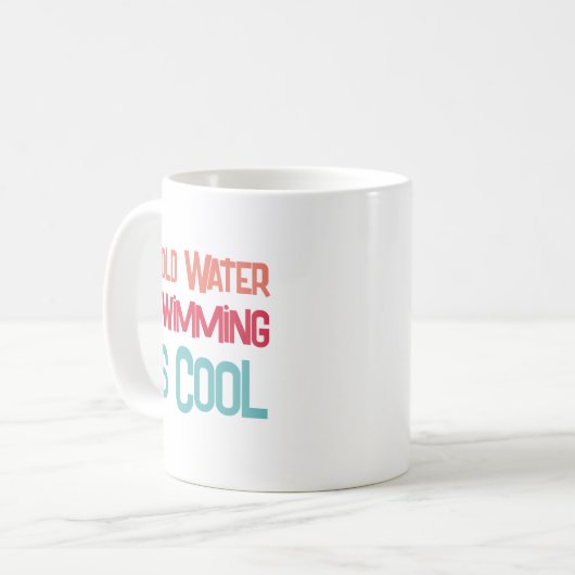 Mug Amusement Eau Froide Natation Typographie moderne (Devant gauche)