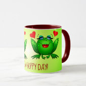 Mug Amusez-vous un jour de Hoppy amusant Cartoon Frogs (Devant droit)