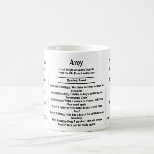 Mug Amy, l'origine et la signification et votre photo (Centre)