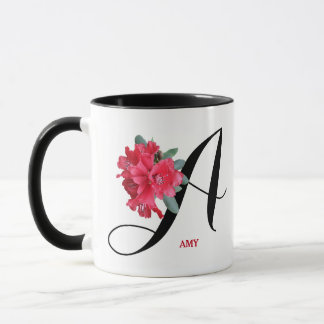 Mug Amy nom personnalisable joli fleurs rouges floral