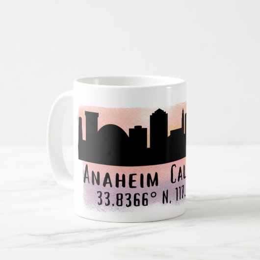 Mug Anaheim Skyline Latitude et Longitude (Devant gauche)