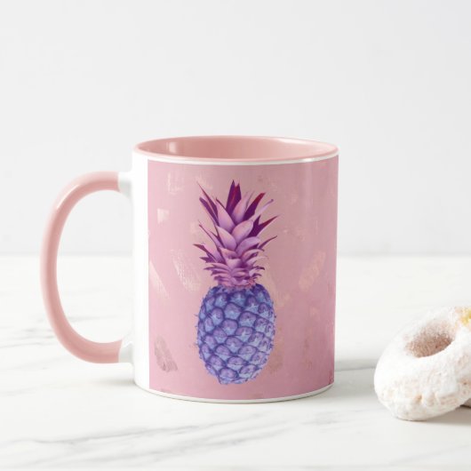 Mug Ananas à Parties scintillant rose Lilac (Avec donut)