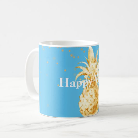 Mug Ananas Aqua Jaune (Devant gauche)