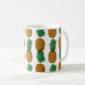 Mug Ananas avec feuilles. Motif transparent avec tropi (Devant droit)