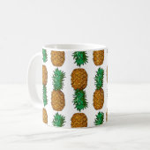 Mug Ananas avec feuilles. Motif transparent avec tropi (Devant gauche)