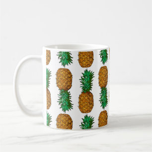 Mug Ananas avec feuilles. Motif transparent avec tropi