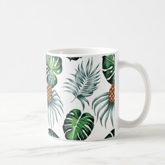 Mug Ananas d'aquarelle avec le motif vert de feuille (Droite)