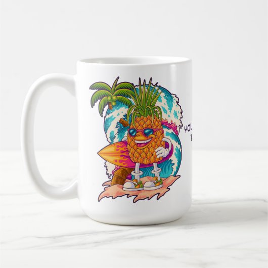 Mug Ananas de navigation de texte personnalisé (Gauche)