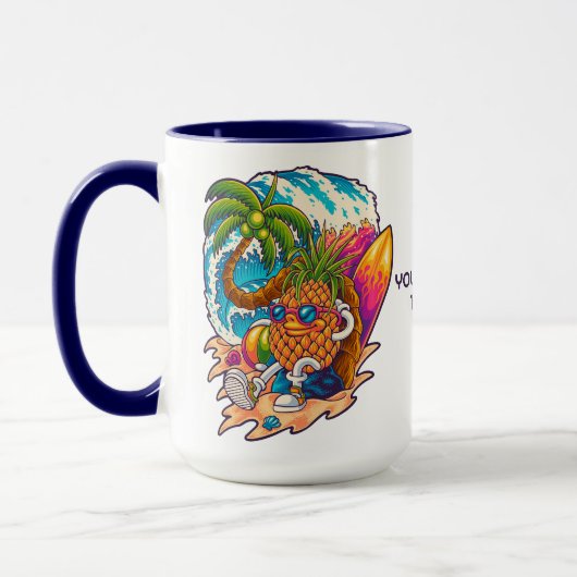Mug Ananas de navigation de texte personnalisé (Gauche)