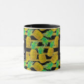 Mug Ananas d'or sur le monogramme des rayures | (Centre)