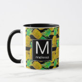 Mug Ananas d'or sur le monogramme des rayures | (Gauche)