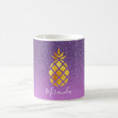 Mug Ananas doré sur le nom de parties scintillant rose (Centre)