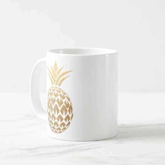 Mug Ananas en or élégant sur blanc (Devant gauche)