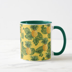Mug Ananas et Feuilles tropicaux en or