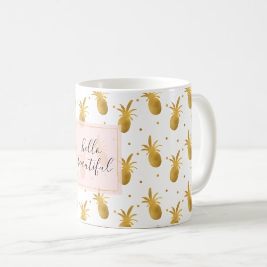 Mug Ananas et points d'or (Devant droit)