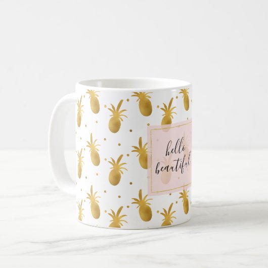 Mug Ananas et points d'or (Devant gauche)