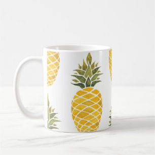 Mug Ananas Peint À La Main : Aquarelle Sans Couleur.
