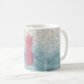 Mug Ananas rose brillant blanc (Devant droit)