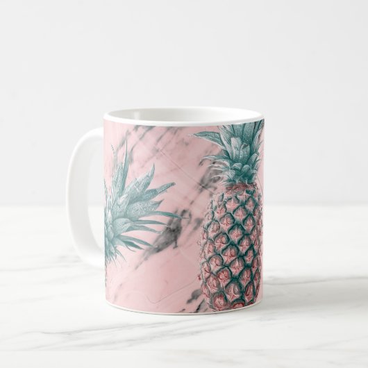 Mug Ananas rose marbre spirale Parti moderne chic (Devant gauche)