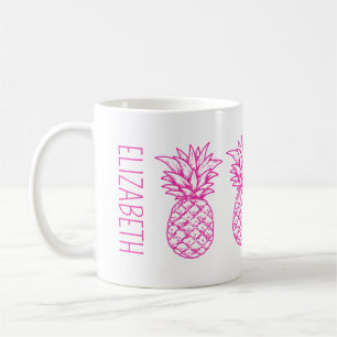Mug Ananas rose tropicale Preppy Personnalisé