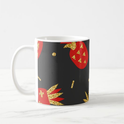 Mug Ananas rouge, parties scintillant, arrière - plan (Gauche)