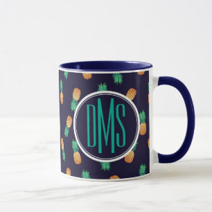 Mug Ananas sur le monogramme de la marine