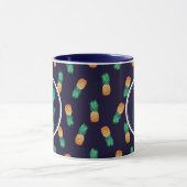 Mug Ananas sur le monogramme de la marine | (Centre)
