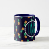 Mug Ananas sur le monogramme de la marine | (Devant droit)