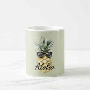 Mug Ananas Tropical Aloha avec Lunettes de Soleil