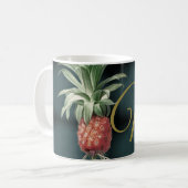 Mug Ananas tropical Marbré Élégant Monogramme (Devant gauche)