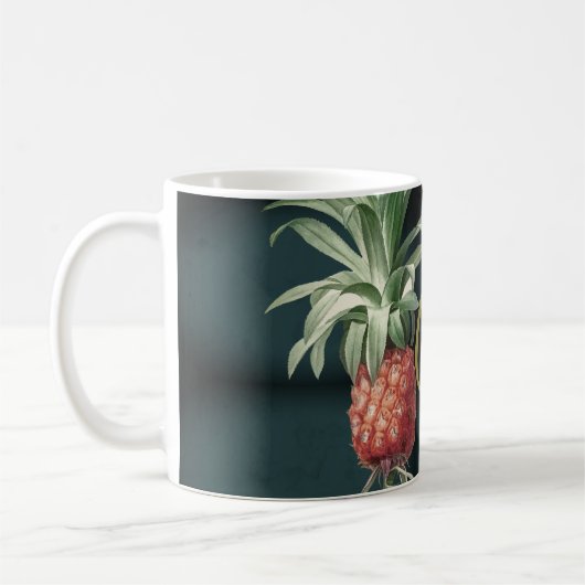 Mug Ananas tropical Marbré Élégant Monogramme (Gauche)