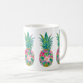 Mug Ananas tropical rose et vert (Devant droit)