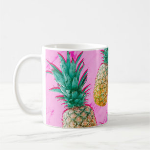 Mug Ananas Tropicaux & Marbre Rose Moderne Coloré