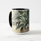 Mug Ananas vintage sur huile d'or rayé (Devant gauche)