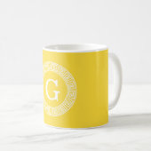 Mug Ananas Whale Grille Clé Grecque Cadre initial Mono (Devant droit)
