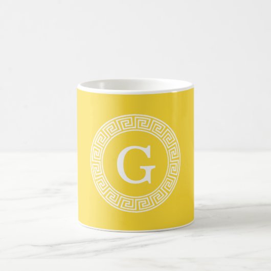 Mug Ananas Whale Grille Clé Grecque Cadre initial Mono (Centre)