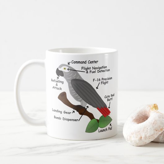 Mug Anatomie d'un perroquet de gris africain (Avec donut)