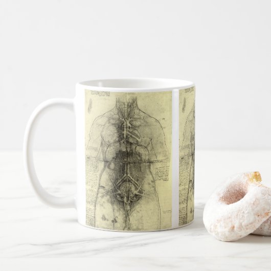 Mug Anatomie humaine, Torse féminine par Leonardo da V (Avec donut)